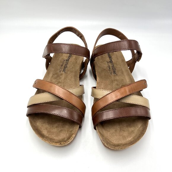 6WW 6XW 6EE Walking Cradles Womens Pool Brown Leather Comfort Sandals Shoes - Picture 2 of 14